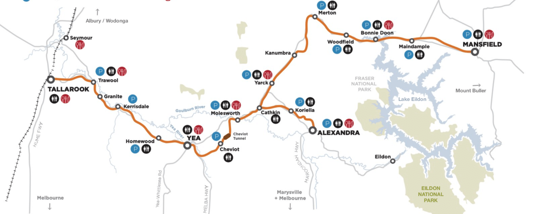 Map of the Great Victorian Rail Trail